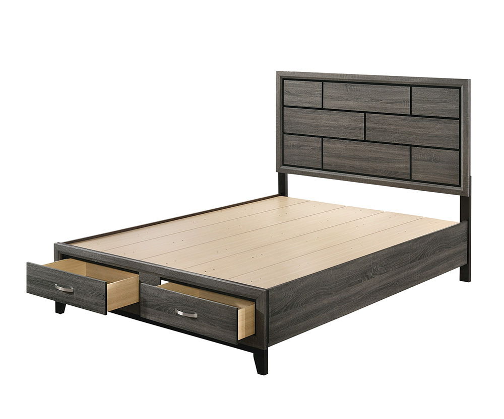 With weathered gray finish, the Valdemar collection combines the idea of brick elements to bring loft style into your bedroom. The horizontal line design throughout the group will bring you a relaxing but not monotonous environment in your bedroom. It has