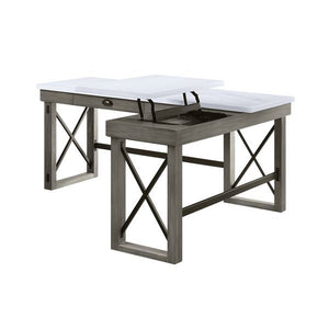 Talmar - Writing Desk - Marble Top & Weathered Gray Finish