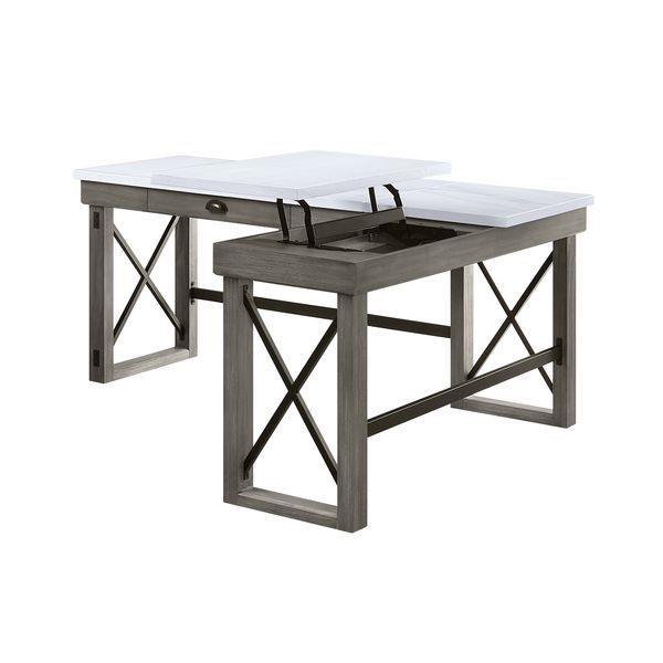 Talmar - Writing Desk - Marble Top & Weathered Gray Finish