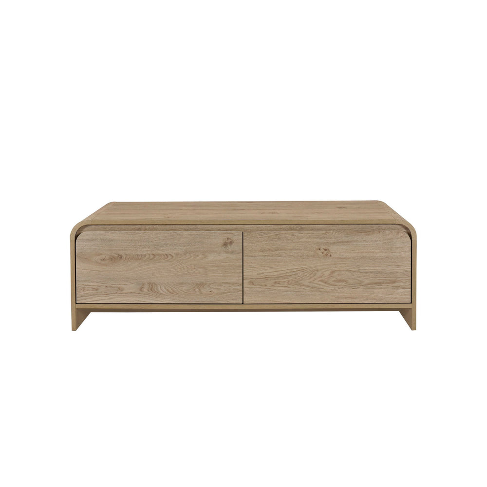 Discover the Mara Storage Cocktail Table, a blend of sturdy construction and eco-friendly materials. Crafted from durable manufactured wood and adorned with environmentally friendly laminate, this table boasts both sustainability and style. With its ample