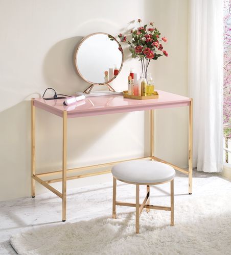 Midriaks - Writing Desk - Pink & Gold Finish