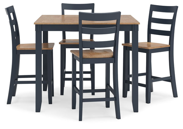 Gesthaven - Natural / Blue - Dining Room Counter Table Set (Set of 5)