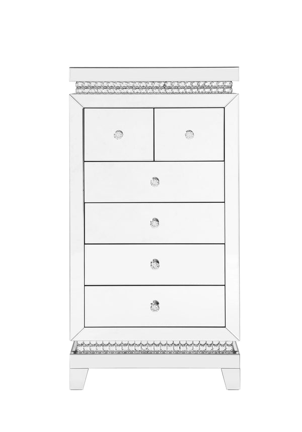  adding depth and shine to room areas. Faux crystals inlay makes it stand out in a luxe-glam style. It offers six felt-lined drawers with safety st