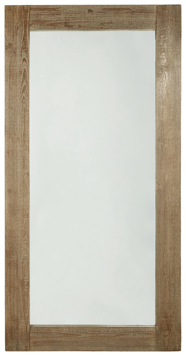 This floor mirror merges casual style with a clean, linear profile for a simple-yet-striking look. Its distressed brown finish has an enduring charisma, effortlessly pairing with your existing decor.<br/><br/><b>Product Features</b><ul><li>Made with wood<