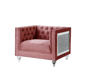 Impressive and bold, the Heiberoll living room collection is sure to impress your guests. The set includes mirrored side trim with faux diamonds to add a glimmering touch. The whimsical acrylic turned legs give off the illusion that the pieces are floatin