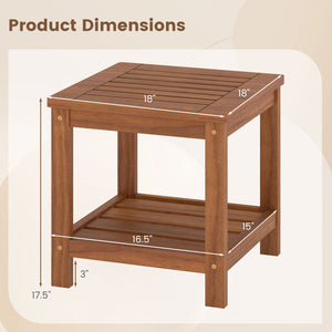Crafted of solid wood  warp-resistant  reliable  built to last<br>The wood surface with delicate craftsmanship is smooth and splinter-free<br>Treated with waterproof teak oil finish for added protection<br>Comes with a tabletop and a bottom shelf  keep it