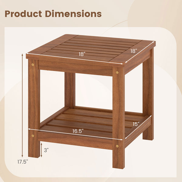 Crafted of solid wood  warp-resistant  reliable  built to last<br>The wood surface with delicate craftsmanship is smooth and splinter-free<br>Treated with waterproof teak oil finish for added protection<br>Comes with a tabletop and a bottom shelf  keep it