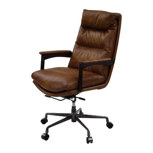 KD Adjustable Seat Height Upholstered Seat and Back Cushion Swivel Chair(360 Degree) Seat Cushion Thickness: 8-"<br/><br/><b>Product Features</b><ul><li>Case: 1Pc/1Ctn</li><li>Finish: Sahara Leather</li><li>Style: Industrial</li><li>Materials: Composite W