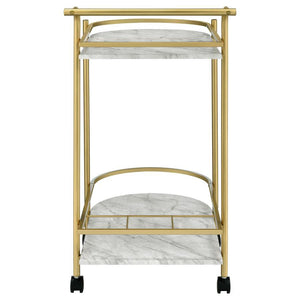 Desiree - 2-Tier Faux Marble Shelf Metal Bar Cart - Gold