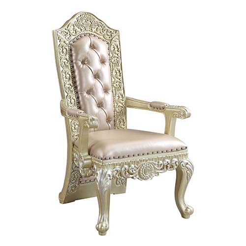 Vatican - Arm Chair (1Pc/1Ctn) - Beige - 28-"<br/><br/><b>Product Features</b><ul><li>Fixed Table Top</li><li>Leg Table</li><li>Sculpture Floral & Upholstery Chair</li><li>Button Tufted</li><li>Curio w/4 Tier Shelf</li><li>Case: 1Pc/1Ctn</li><li>Finish: P