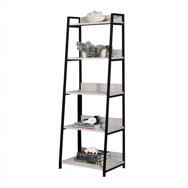  this Wendral bookshelf will sure to be an eye-catching piece in any home. Featuring a shelf storage system with a ladder-like appearance
