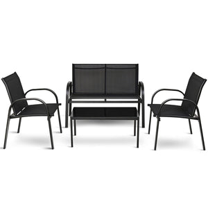 Including 1 loveseat  2 single sofas  and 1 tea table with a glass top<br>High quality and brand new<br>Modern and fashionable design<br>Solid steel frame  durable and sturdy<br>Tea table with a large tabletop<br>Perfect display<br>Wonderful for outdoor l