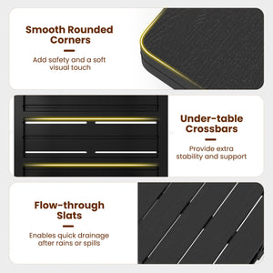 0-screw  snap-fit structure assembles in around 3 min<br>Wood-look texture offers style without extra upkeep<br>Perfect for outdoor and poolside use with all-weather HDPE material<br>Waterproof  fade-resistant and low-maintenance for year-round beauty<br>