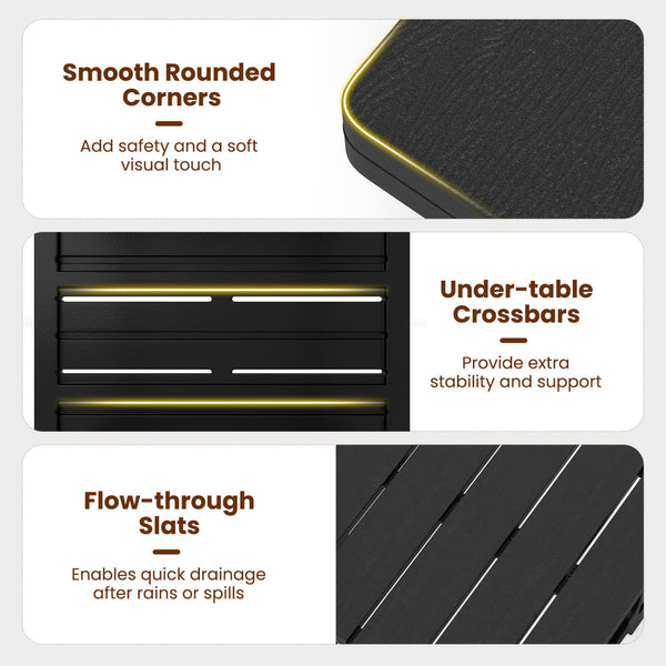 0-screw  snap-fit structure assembles in around 3 min<br>Wood-look texture offers style without extra upkeep<br>Perfect for outdoor and poolside use with all-weather HDPE material<br>Waterproof  fade-resistant and low-maintenance for year-round beauty<br>