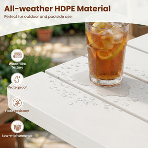 0-screw  snap-fit structure assembles in around 3 min<br>Wood-look texture offers style without extra upkeep<br>Perfect for outdoor and poolside use with all-weather HDPE material<br>Waterproof  fade-resistant and low-maintenance for year-round beauty<br>