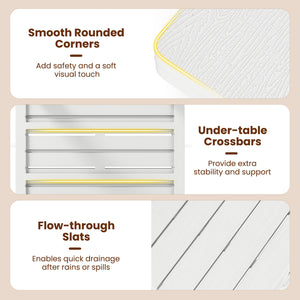 0-screw  snap-fit structure assembles in around 3 min<br>Wood-look texture offers style without extra upkeep<br>Perfect for outdoor and poolside use with all-weather HDPE material<br>Waterproof  fade-resistant and low-maintenance for year-round beauty<br>