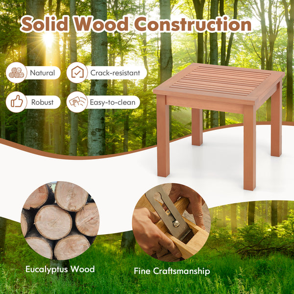 Natural eucalyptus wood provides optimal sturdiness and durability<br>Designed with a slatted desktop that avoids standing water<br>Thanks to rounded corners  the desk can promote the using safety<br>Comes with triangle frames to further reinforce the tab