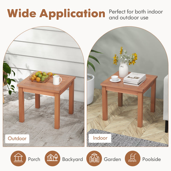 Natural eucalyptus wood provides optimal sturdiness and durability<br>Designed with a slatted desktop that avoids standing water<br>Thanks to rounded corners  the desk can promote the using safety<br>Comes with triangle frames to further reinforce the tab