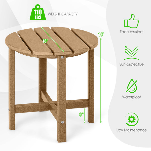 Remain its original color thanks to its sun-protective and colorfast HDPE material<br>Weather-resistant properties make this side table fit the outdoor environment<br>You can put this end table in the bathroom as well because it is waterproof<br>Endow thi