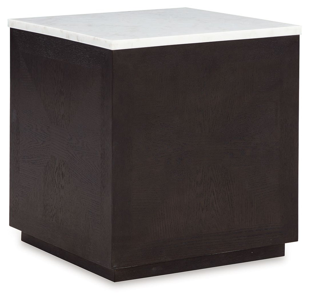 With its sleek, square base, this accent table is a versatile performer. Use individually or pair two or three together to create a coffee table effect. Elegant inlaid details and a white marble top elevate the design.<br/><br/><b>Product Features</b><ul>
