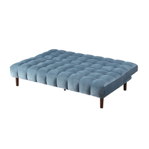 Yolandi - Futon - Teal Velvet & Dark Walnut Finish