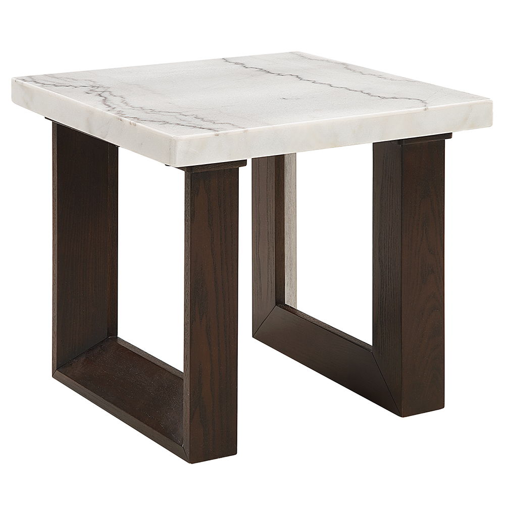 Edwyn - End Table With Marble Top - White<br/><br/><b>Product Features</b><ul><li>Square End Table</li><li><br> Marble Top</li><li><br> Fixed Table Top</li><li><br> Double U-Shape Base</li></ul><br/>