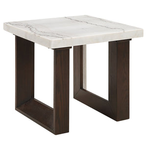 Edwyn - End Table With Marble Top - White
