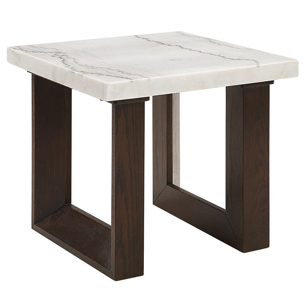 Edwyn - End Table With Marble Top - White