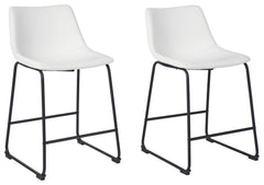 With its distinctive contoured bucket seat and tubular metal base, this bar stool serves up a fresh twist on mid-century inspired style. Contrasting white faux leather upholstery adds to the aesthetic. What a timeless look for eat-in kitchens and casually