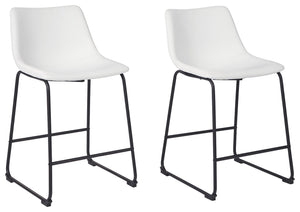 With its distinctive contoured bucket seat and tubular metal base, this bar stool serves up a fresh twist on mid-century inspired style. Contrasting white faux leather upholstery adds to the aesthetic. What a timeless look for eat-in kitchens and casually