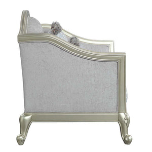  while cabriole legs the champagne wooden trim that adds visual impact. 