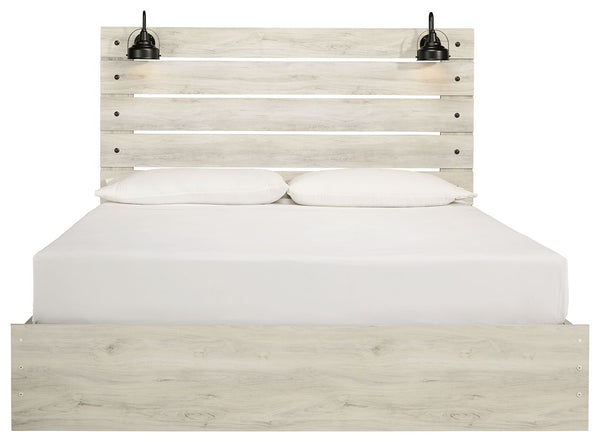 Cambeck - Whitewash - King Panel Bed with 4 Storage Drawers