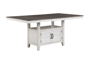 The Richland Counter Height Storage Dining Table in Stonewash Gray is designed for those who value style, durability, and practicality in their dining space. Expertly crafted from solid Rubberwood, durable manufactured woods, and genuine Acacia wood venee