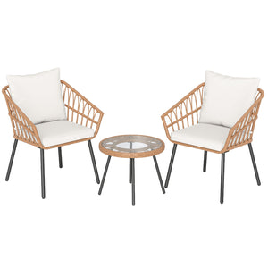 Hand-woven PE rattan combines durability with elegance<br>Soft cushions filled with high-elasticity sponge for added comfort<br>Easy-to-use zippers make it easy to detach and wash cushion covers<br>Thick metal tubes and triangular connectors for excellent