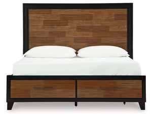 Kraeburn - Brown / Black - King Panel Storage Bed