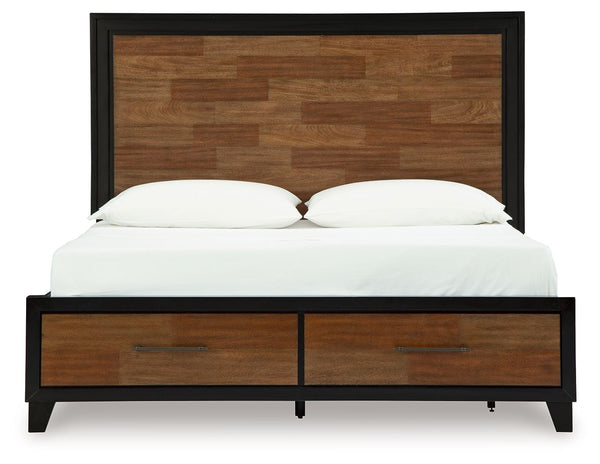 Kraeburn - Brown / Black - King Panel Storage Bed