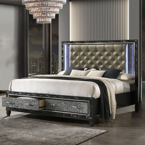 Radiance - 5/0 Queen Bed With Storage Only - Black Pearl
