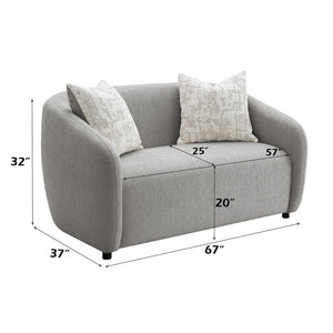 Etienne - Loveseat With 3 Pillows - Gray Linen