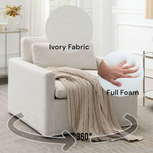 Frederick - Swivel Chair With Pillow - Ivory