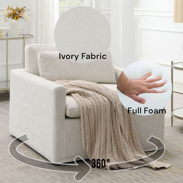 Frederick - Swivel Chair With Pillow - Ivory