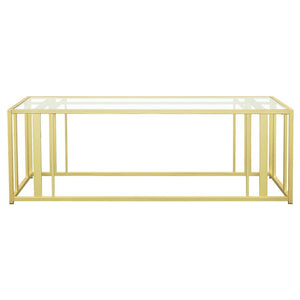 Adri - Rectangular Glass Top Coffee Table - Matte Brass