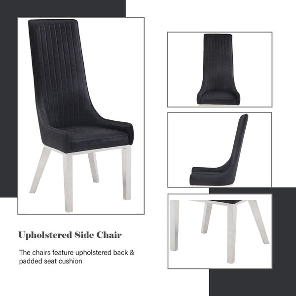 Gianna - Dining Chair (Set of 2) - Black PU & Stainless Steel