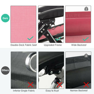 This recliner will be a perfect choice to have a nap in hot summer or enjoy the sunshine. Â  The cool and breathable fabric will never make you sultry even in summer. Its waterproof and sun-resistant performances allow you to place it outdoor with no worr