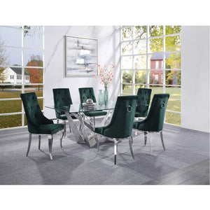 Dekel - Side Chair (Set of 2) - Green Fabric & Stainless Steel