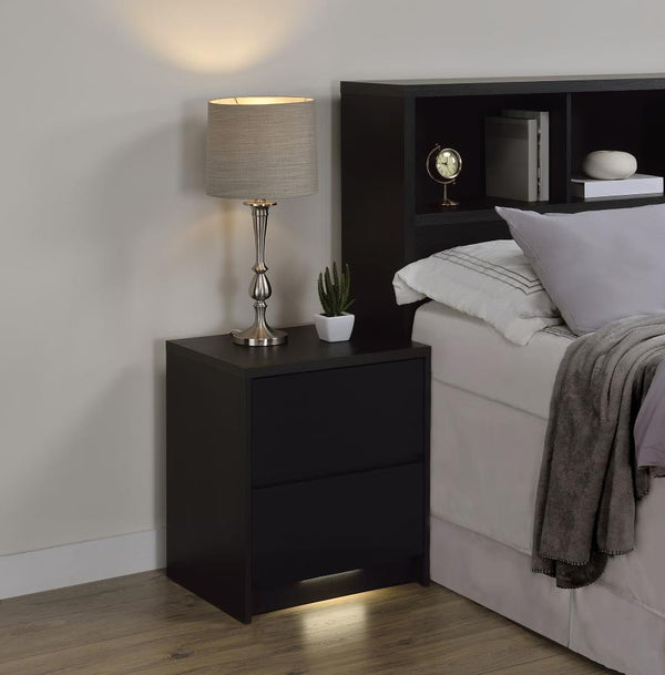 Westpark - 2-Drawer Nightstand LED Lights And USB - Black