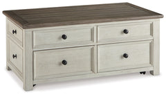 Store, serve and showcase your favorite things with this lift top coffee table. Its textured antique white finish creates a vintage two-tone look that will endure for years.<br><br><b>Additional Dimensions</b><br><ul><li>Lift top extended height: 28.75-"<
