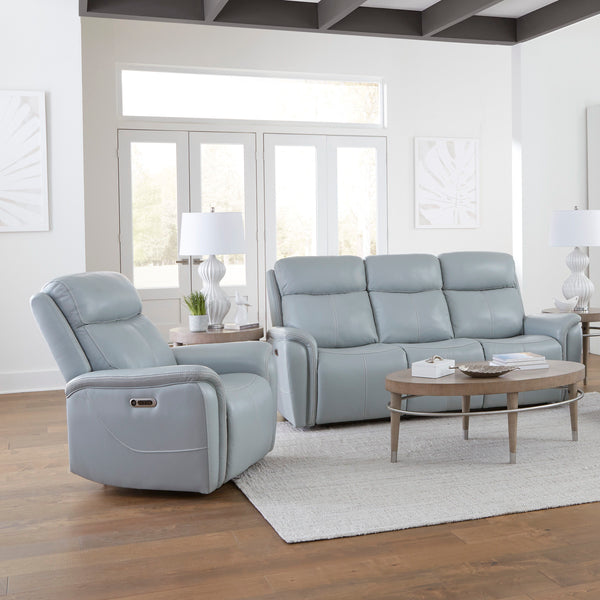 The Cascade Power Sofa Group includes the Power Recliner, Power Loveseat, and Power Sofa. Each piece in this collection features supportive power headrests, glove soft leather with custom match, and smooth power recline that allows you to relax with ease.