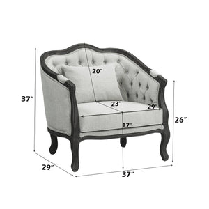 Samael - Chair - Gray Linen & Dark Brown Finish