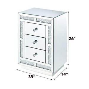  Rectangular Night Table Storage: 3 Drw Features: Mirrored Finish