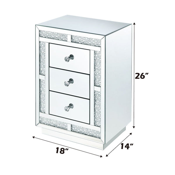  Rectangular Night Table Storage: 3 Drw Features: Mirrored Finish